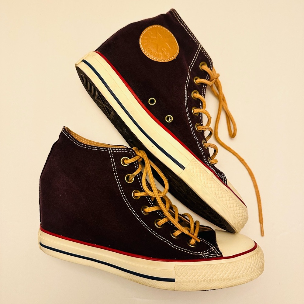 RARE CONVERSE All Star Hi Lux Hidden Wedge Sz 9 Burgundy